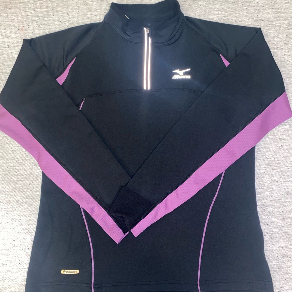 Mizuno Women's Black Sweatshirt with Purple Accents